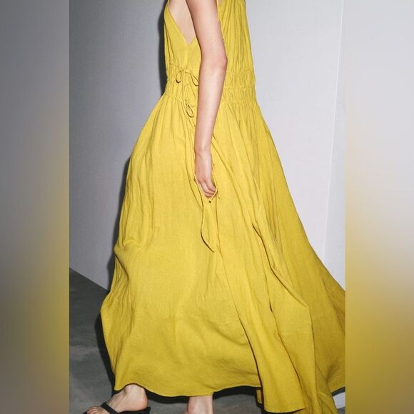 ZARA ZW COLLECTION VOLUMINOUS LINEN DRESS - Picture 8 of 11